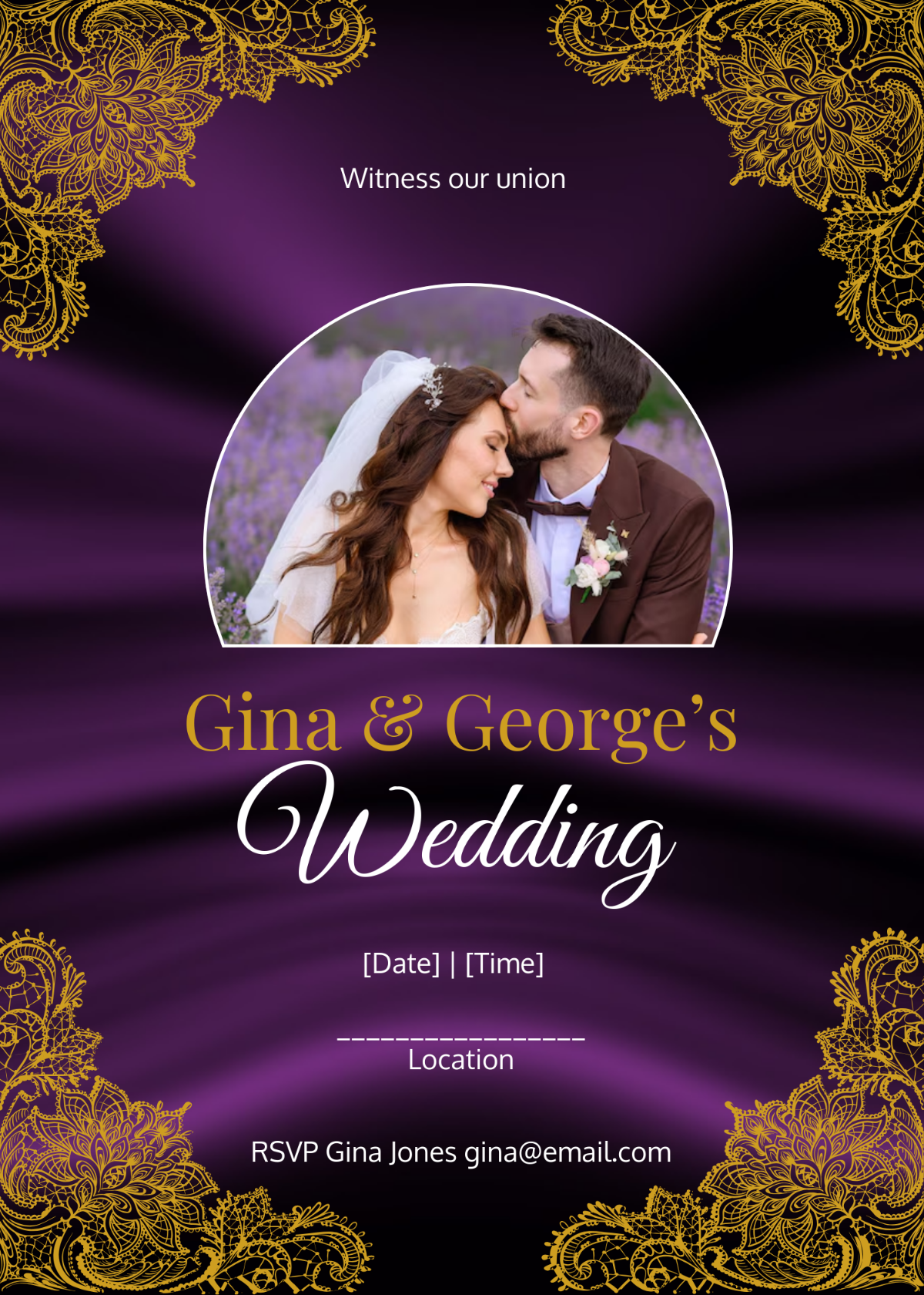 Free Blank Purple Wedding Invitation Template