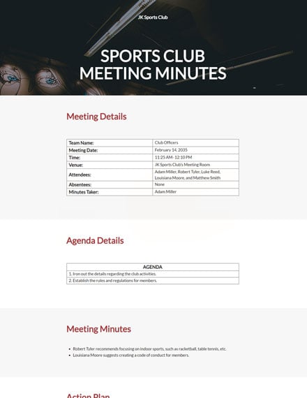 9  FREE Club Meeting Minutes Templates Edit Download Template net