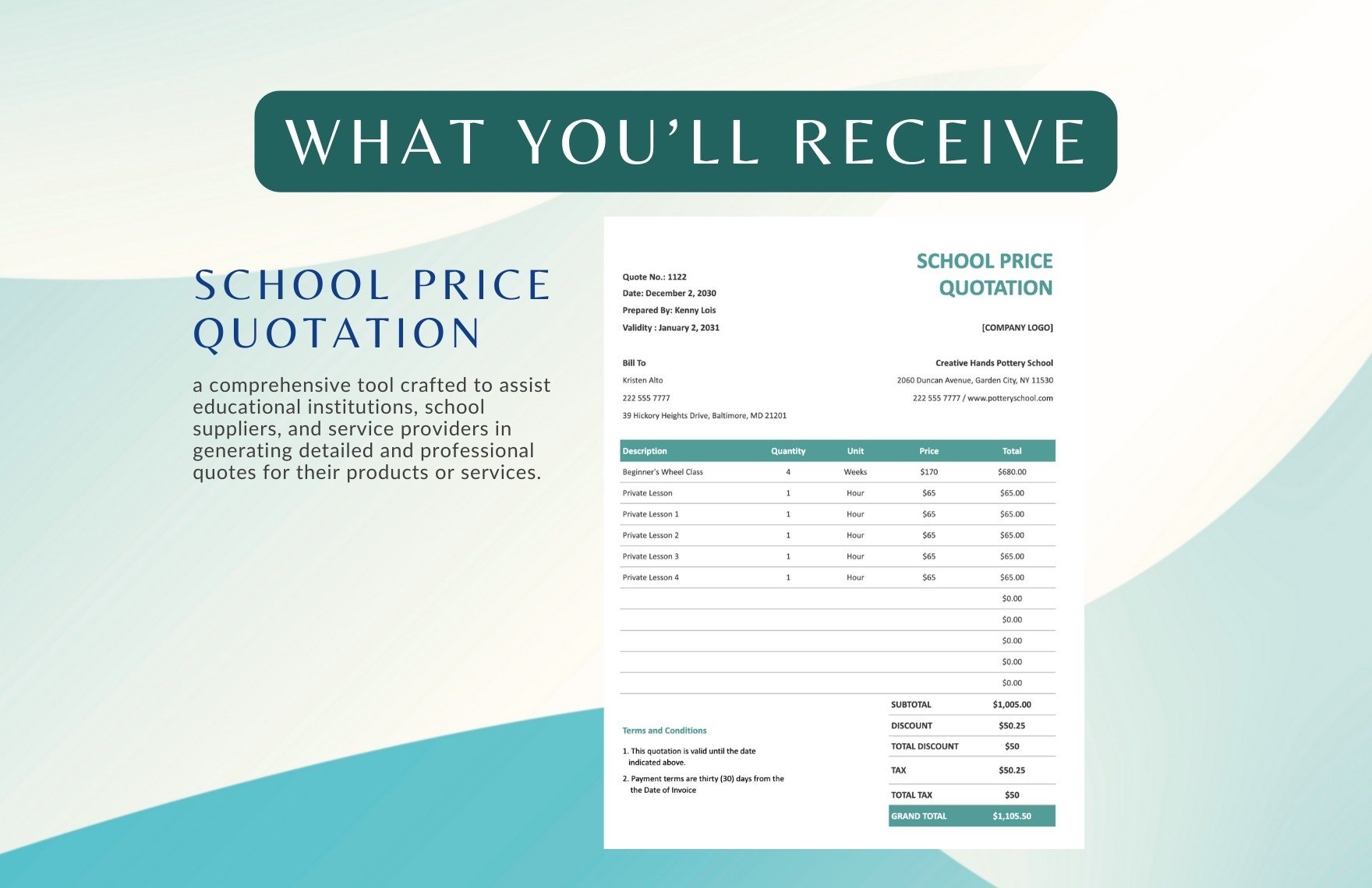 School Price Quotation Template