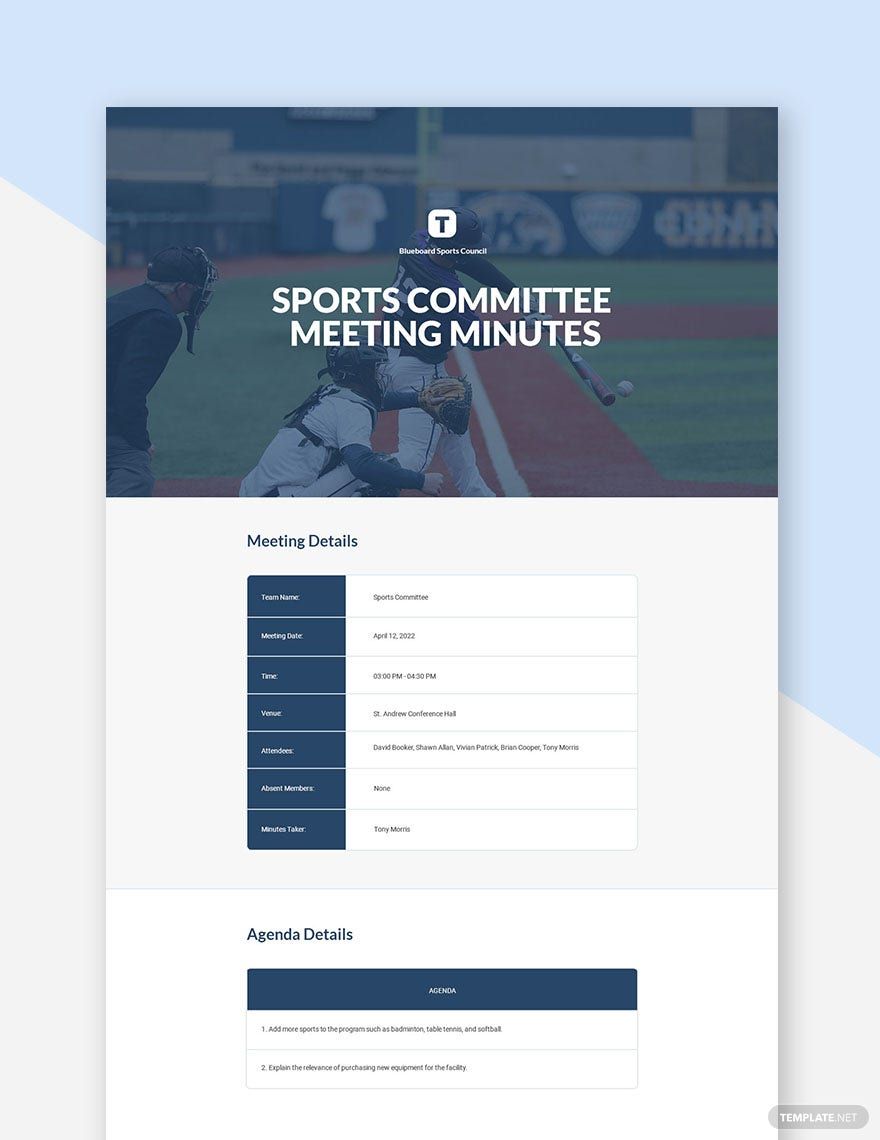 Sports Committee Meeting Minutes Template