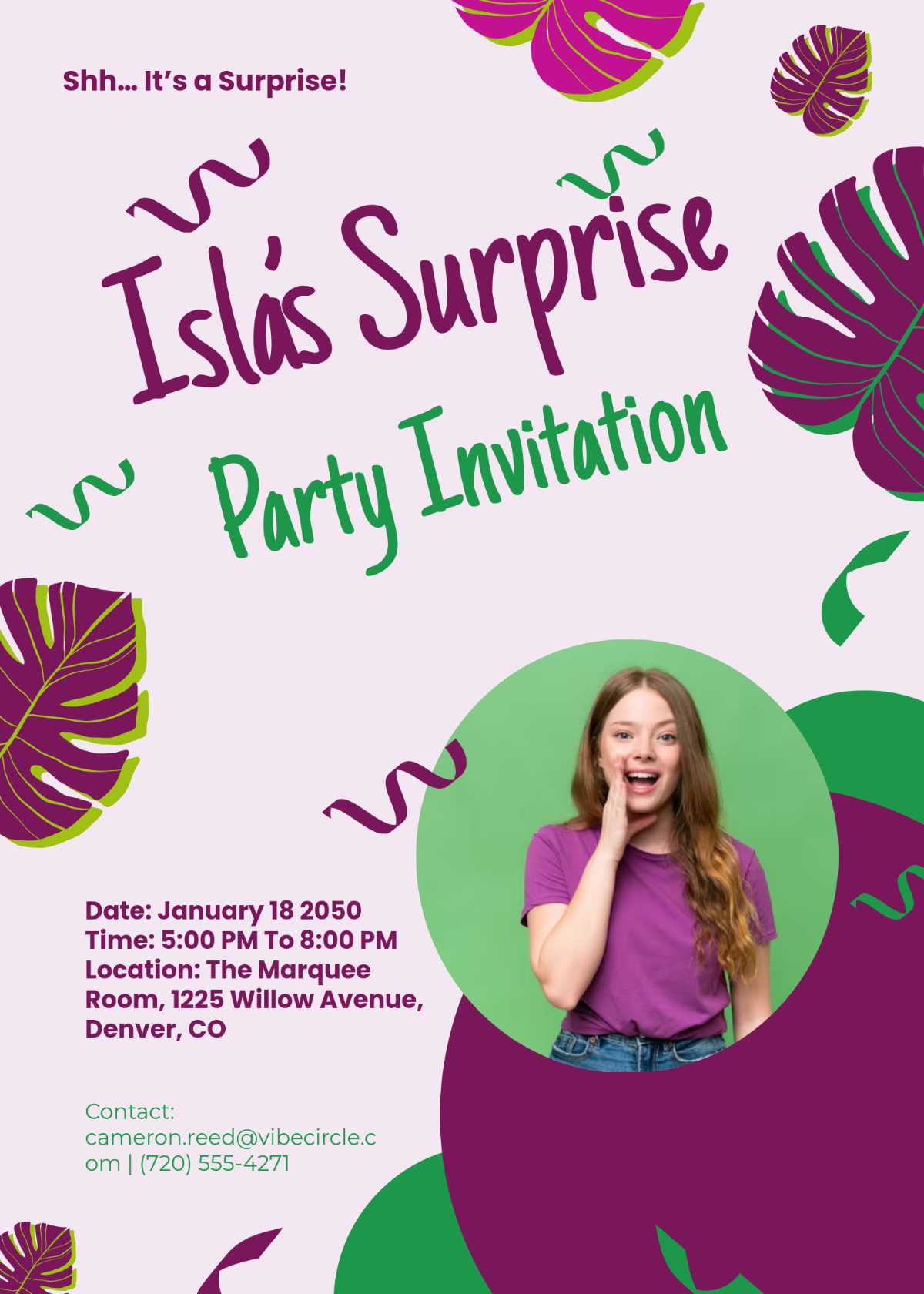Free Vibrant Surprise Party Invitation Template