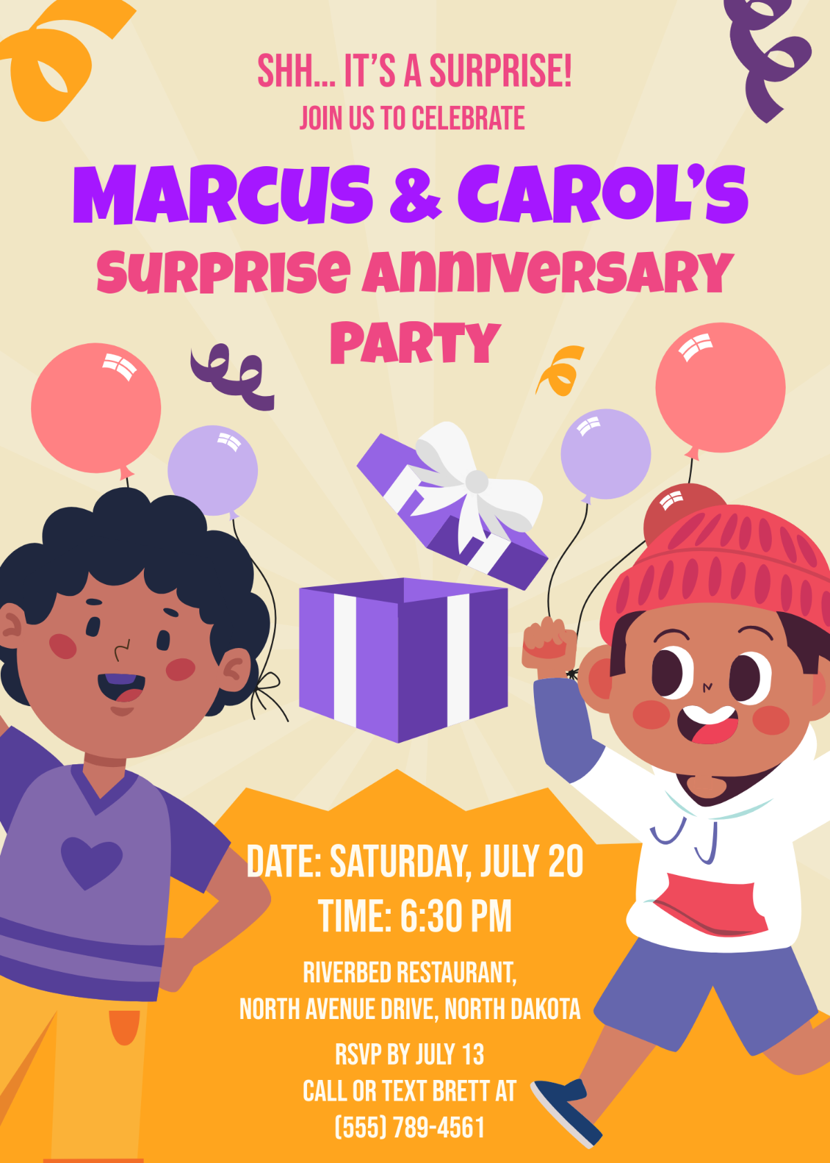 Free Anniversary Surprise Party Invitation Template