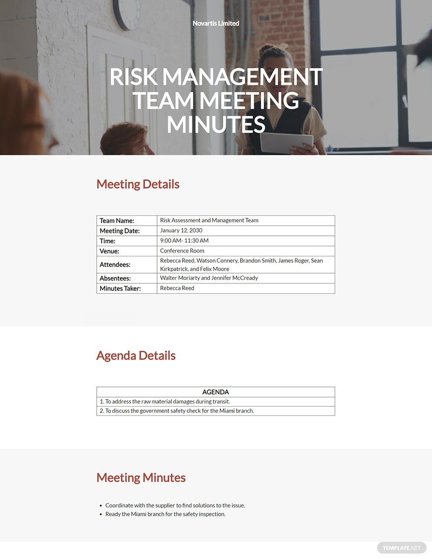Risk Management Meeting Minutes Template