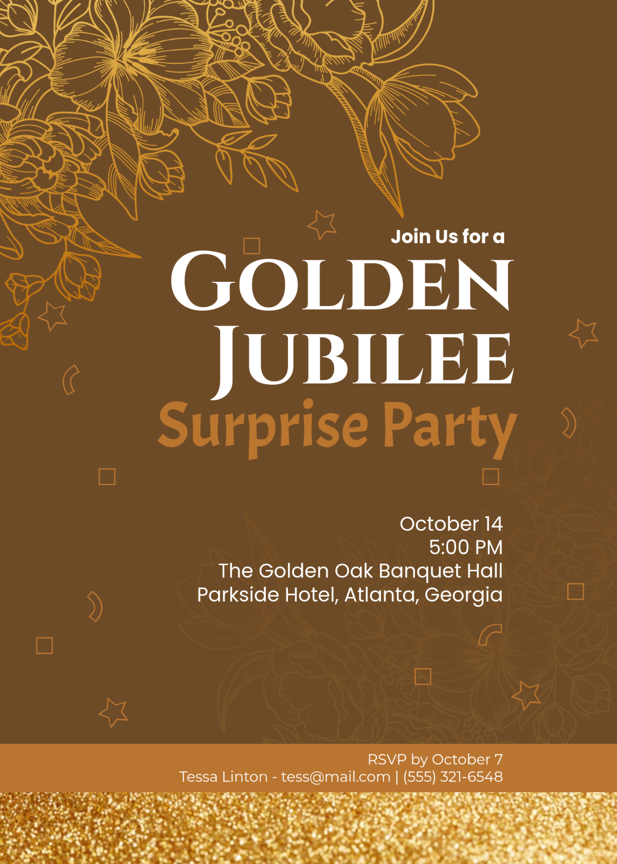 Free Golden Jubilee Surprise Party Invitation Template