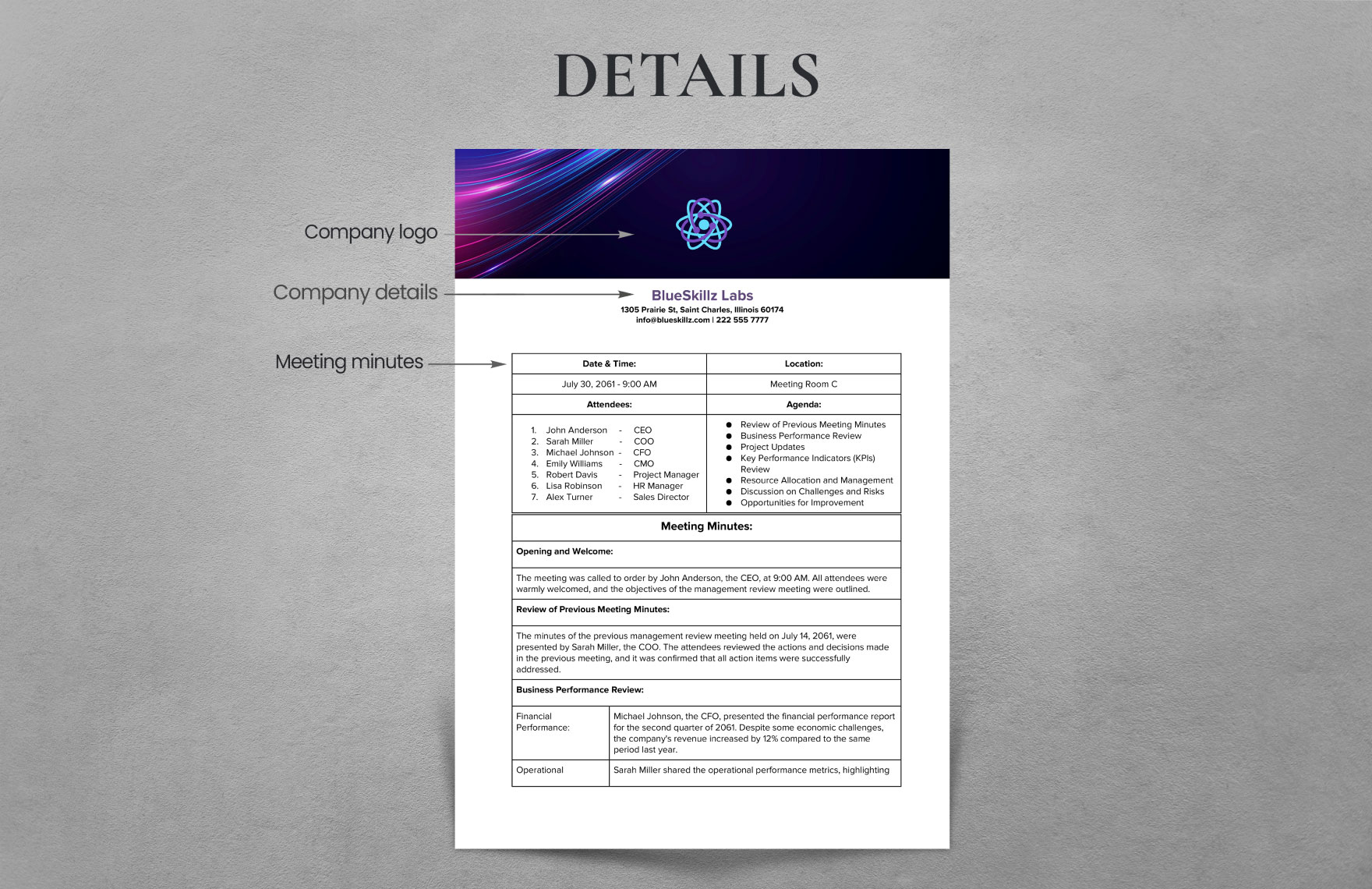 Management Review Meeting Minutes Template