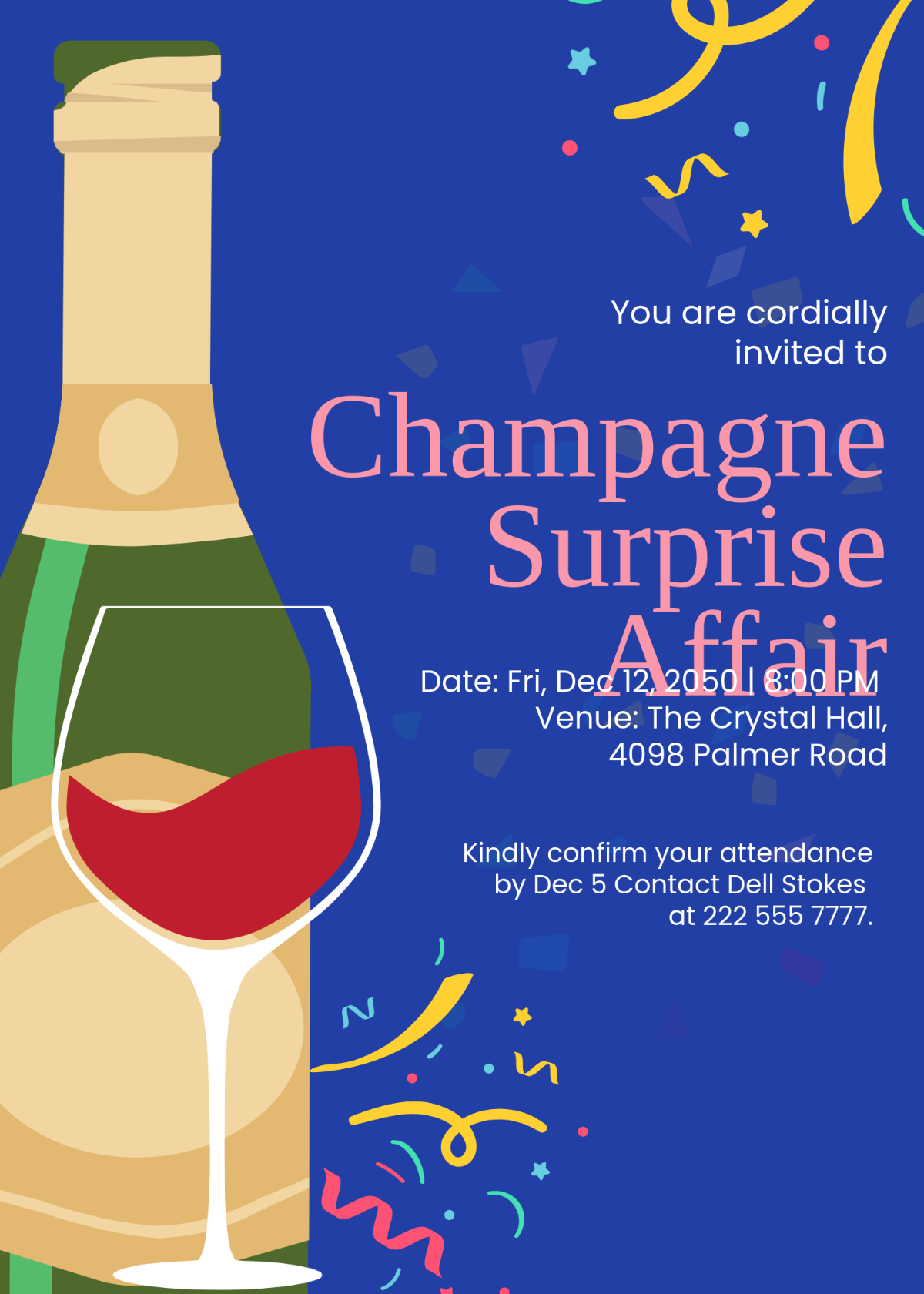 Free Champagne Surprise Party Invitation Template
