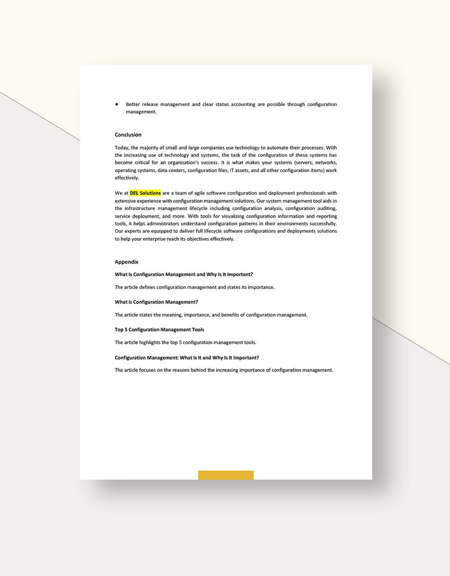 Management Configuration White Paper Template