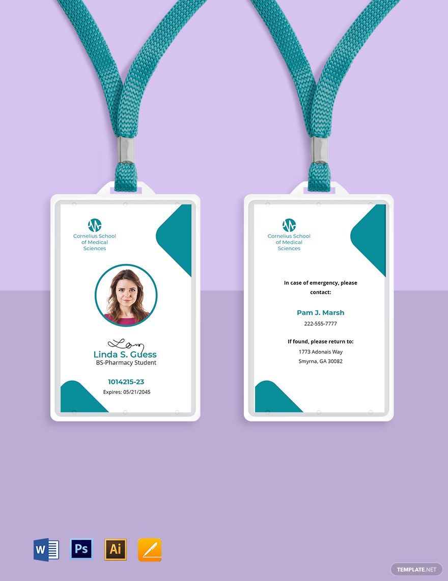 Free Pharmacy School ID Card Template