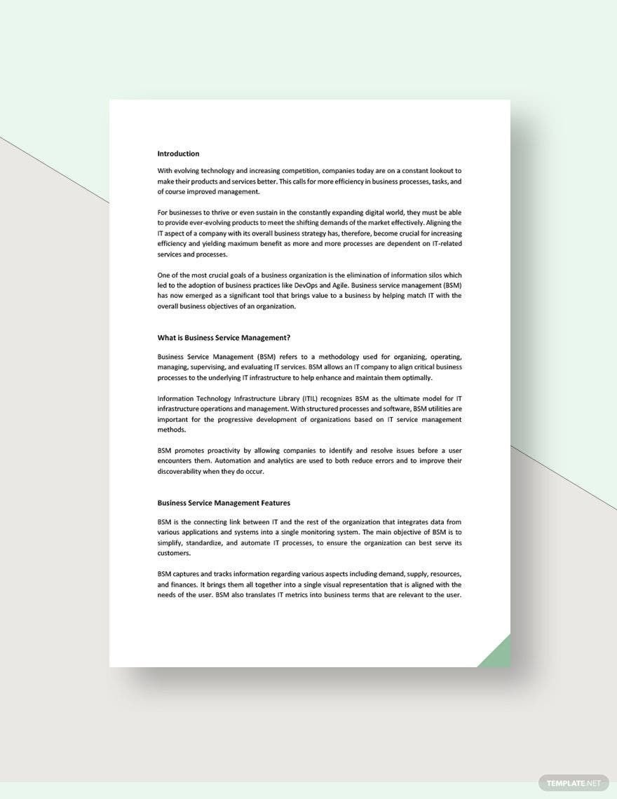 Business Service Management White Paper Template