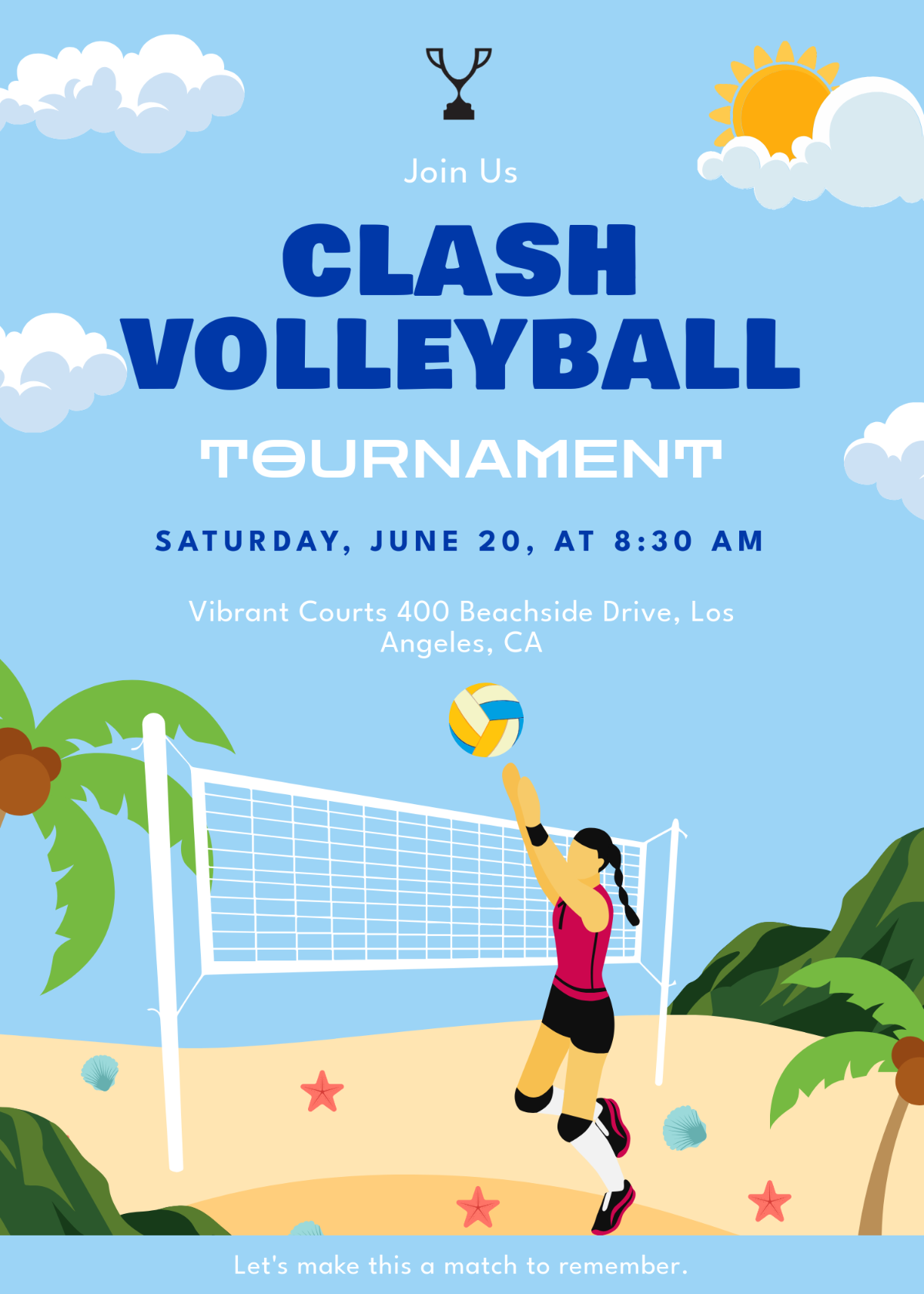 Colorful Volleyball Tournament Invitation Template - Edit Online & Download