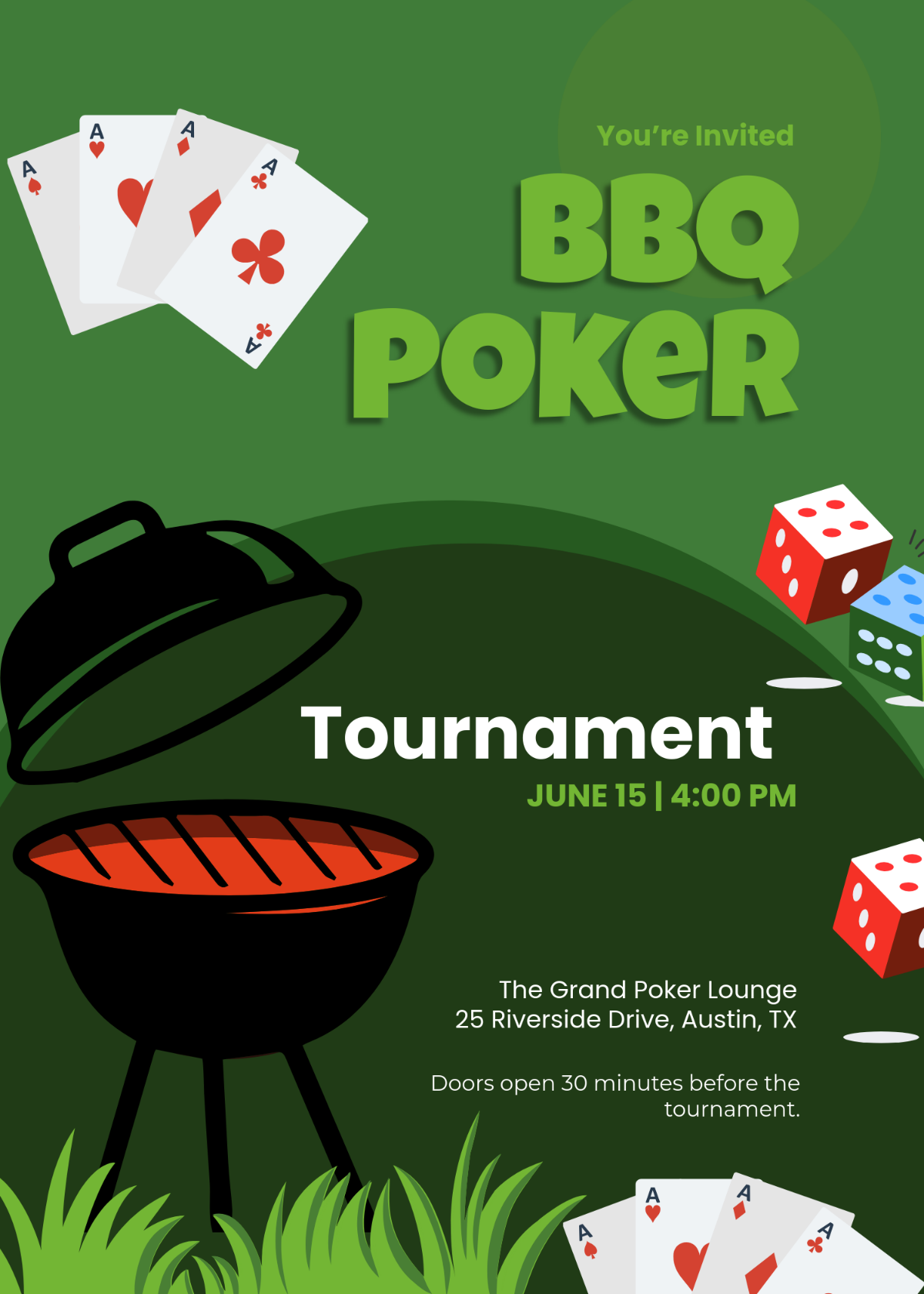 BBQ Poker Tournament Invitation Template - Edit Online & Download