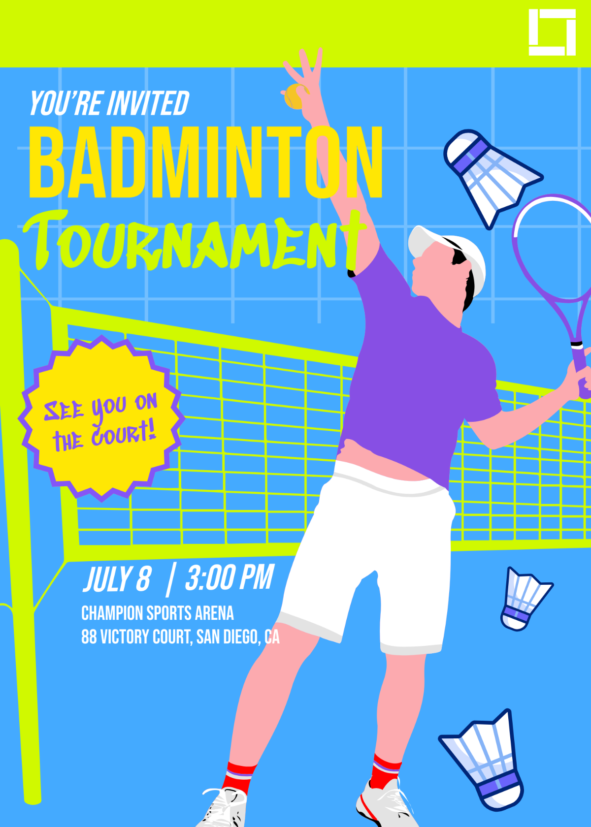 Badminton Tournament Invitation Template - Edit Online & Download