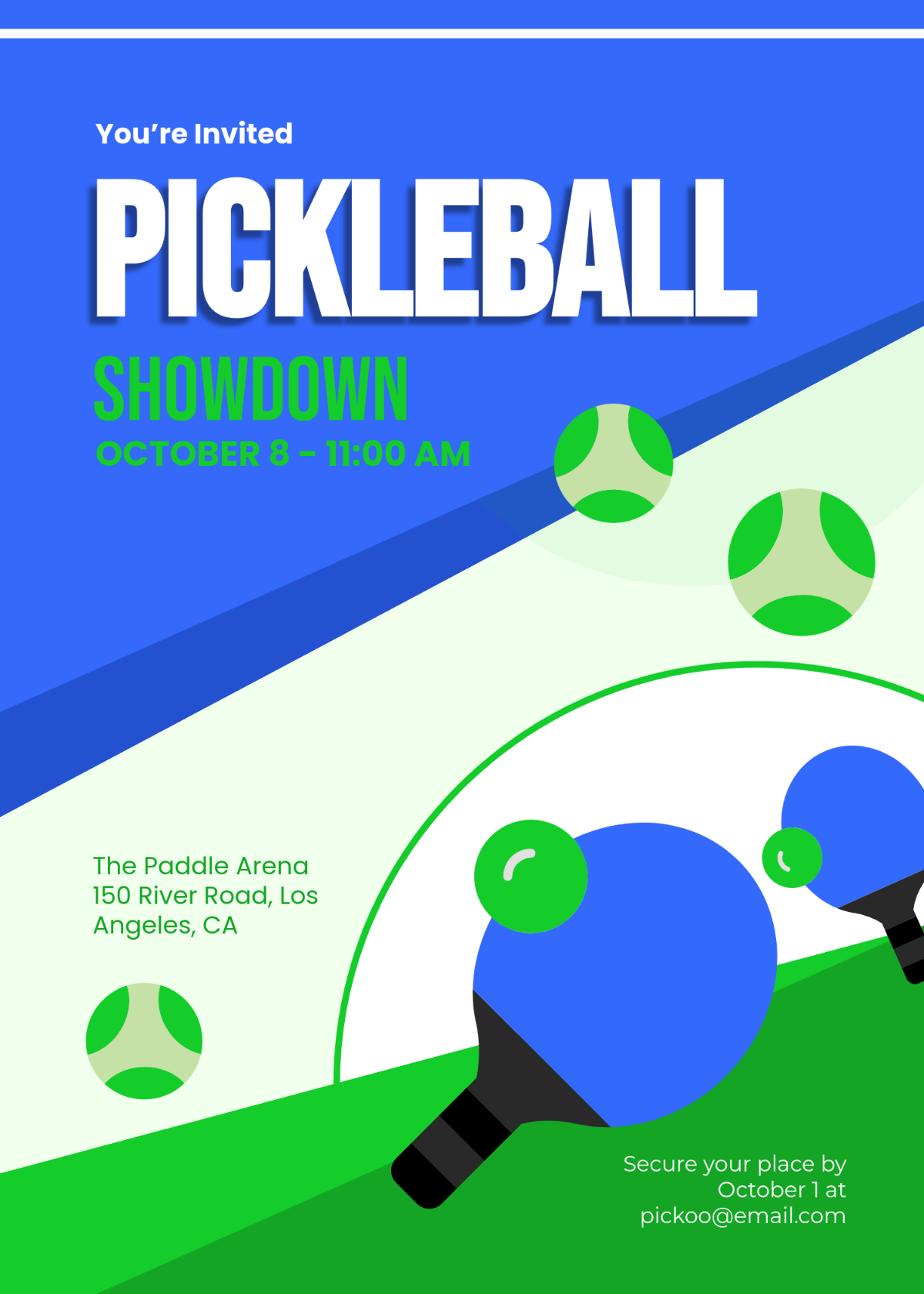 Modern Pickleball Tournament Invitation Template - Edit Online & Download