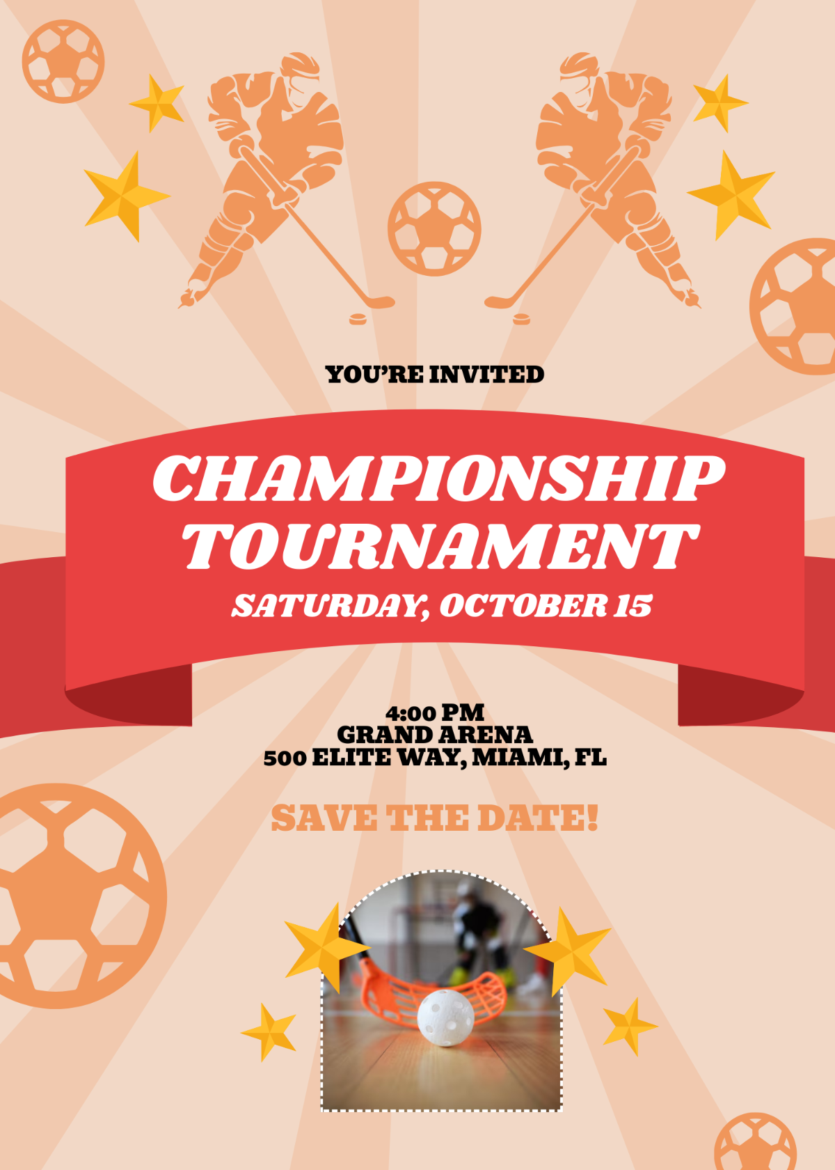 Spring Floorball Tournament Invitation Template - Edit Online & Download