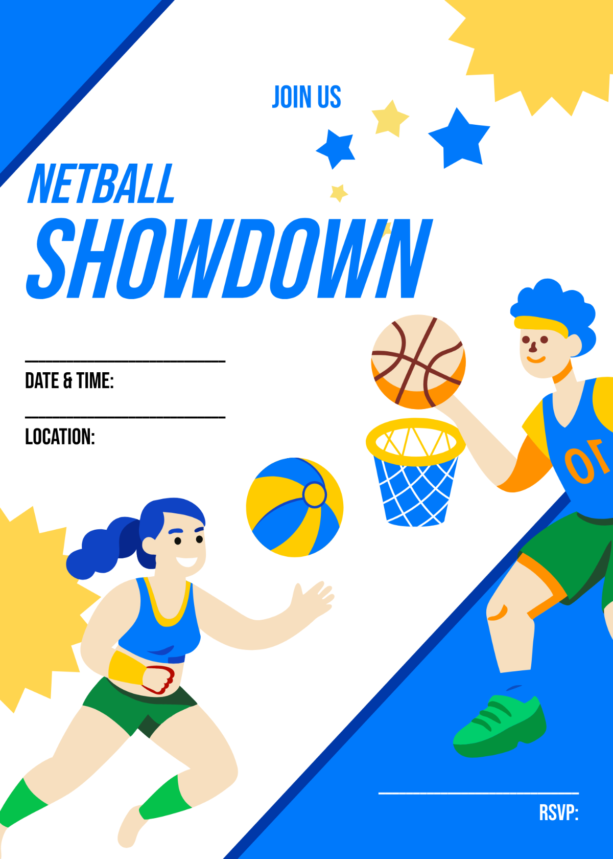 Blank Netball Tournament Invitation