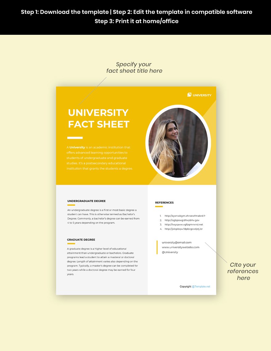University Fact Sheet Template