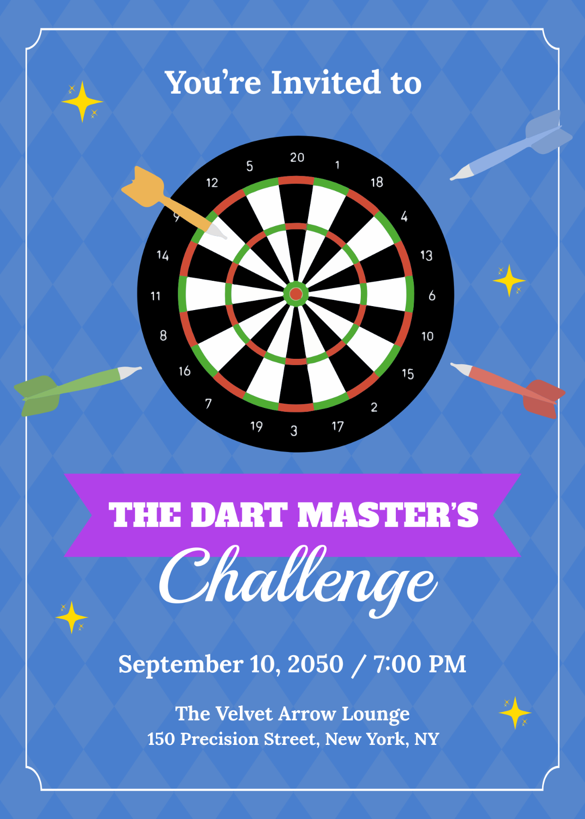 Elegant Dart Tournament Invitation Template - Edit Online & Download