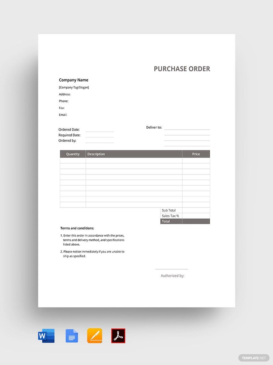 Simple Purchase Order Confirmation Template