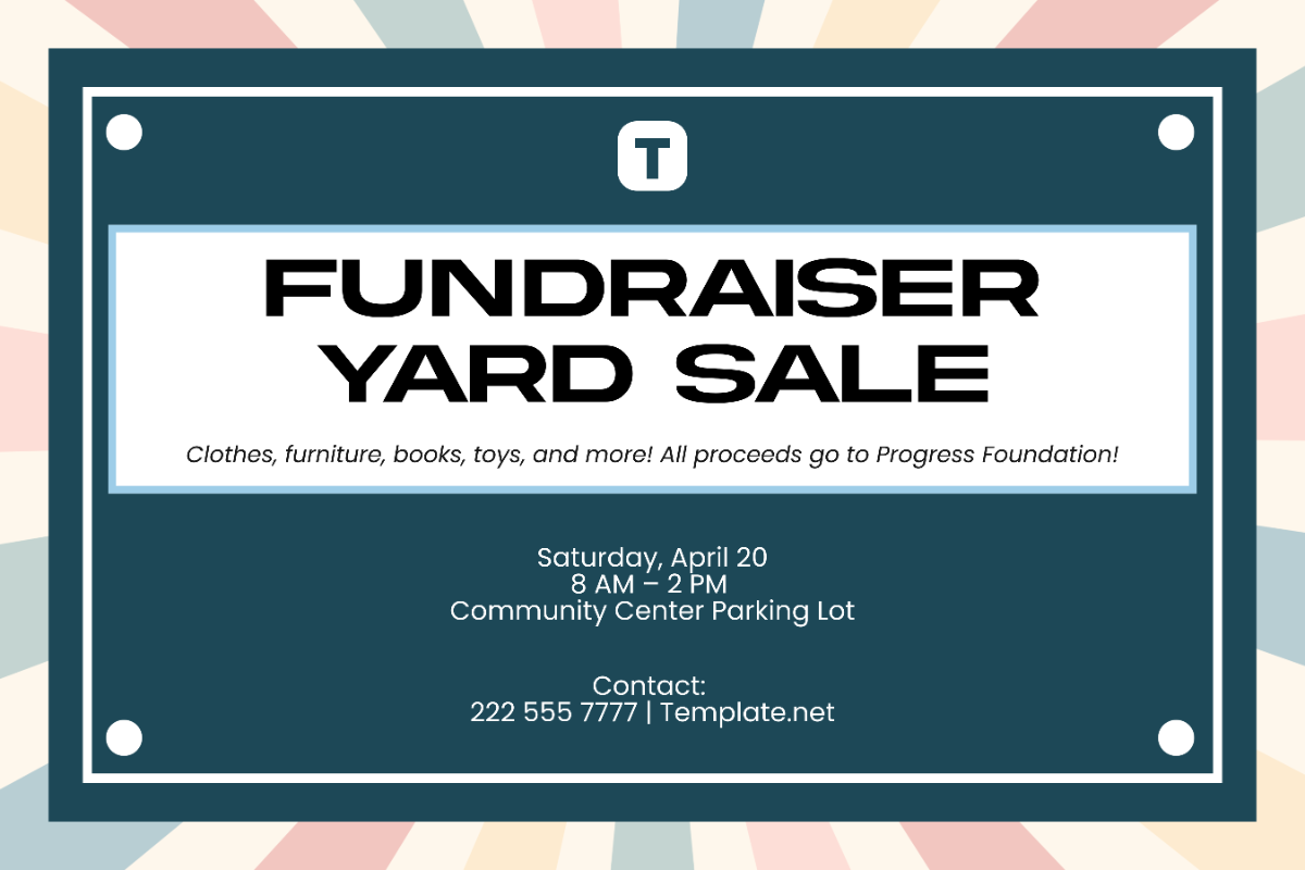 Free Fundraiser Yard Sale Sign Template