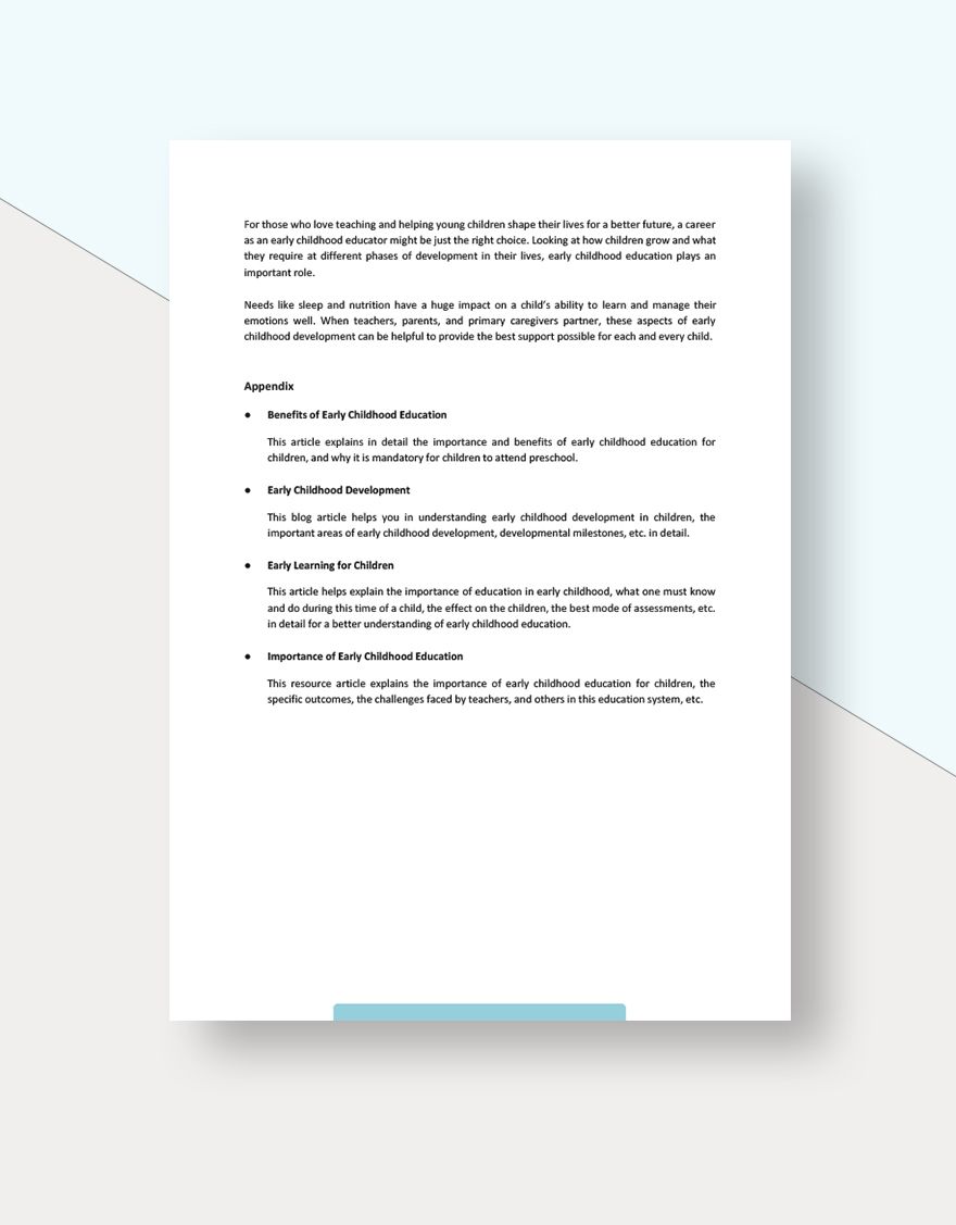 Early Childhood Education White Paper Template