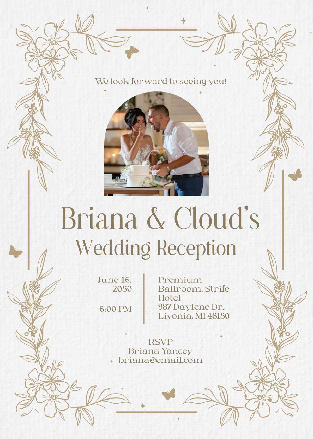 Elegant Wedding Reception Invitation Template - Edit Online & Download