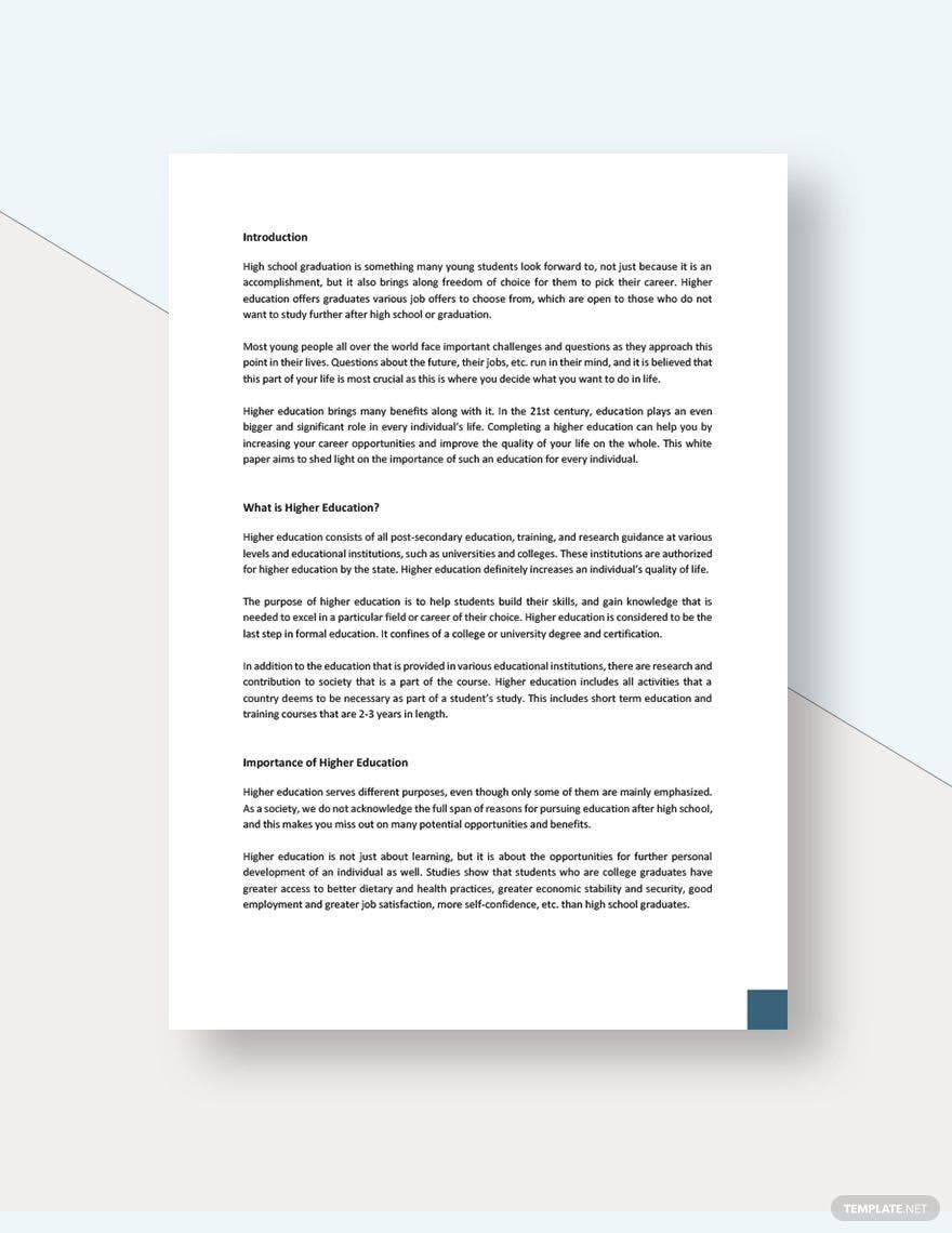 Higher Education White Paper Template in Word, Google Docs - Download | Template.net