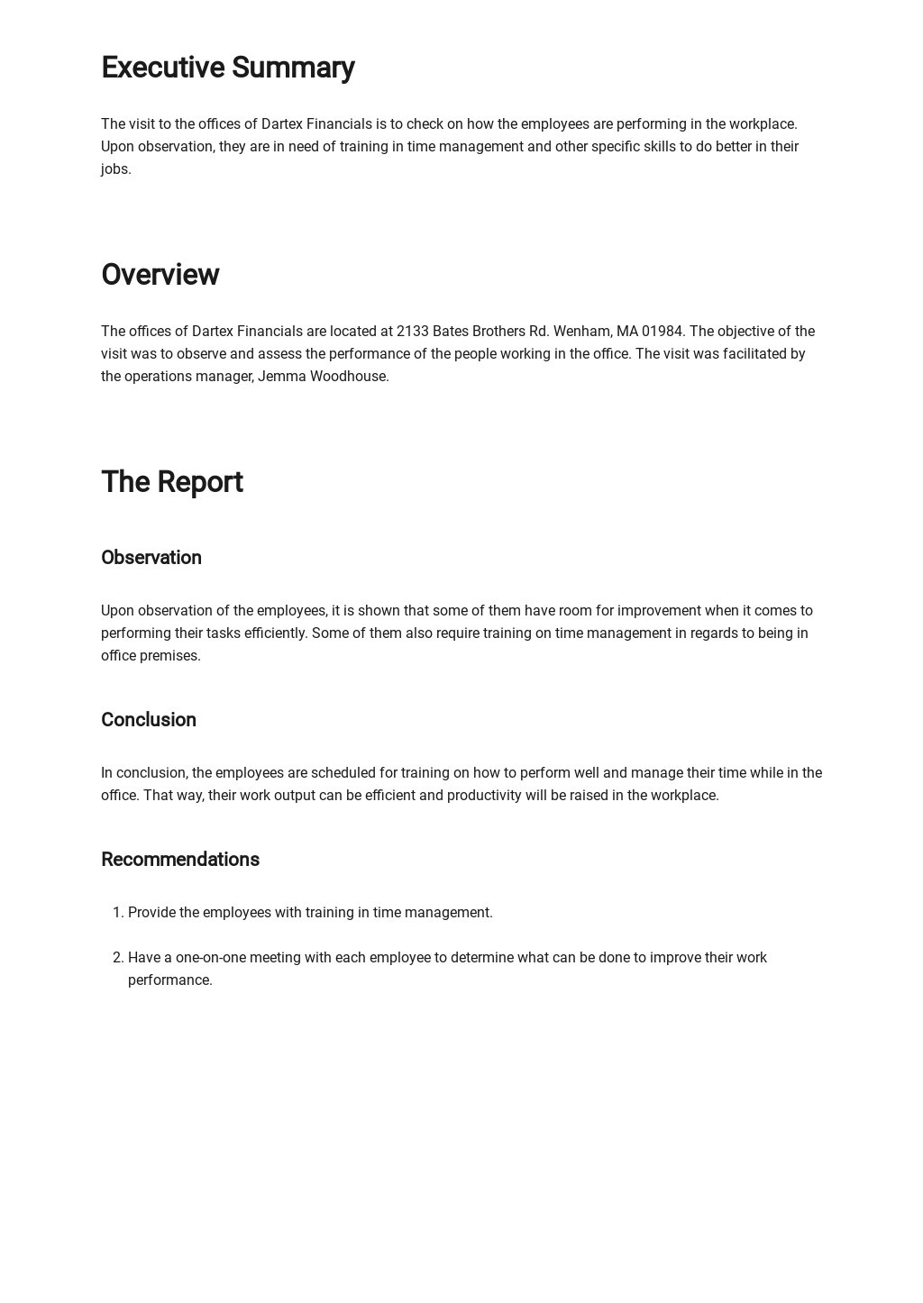 Site Visit Report Template Free Download