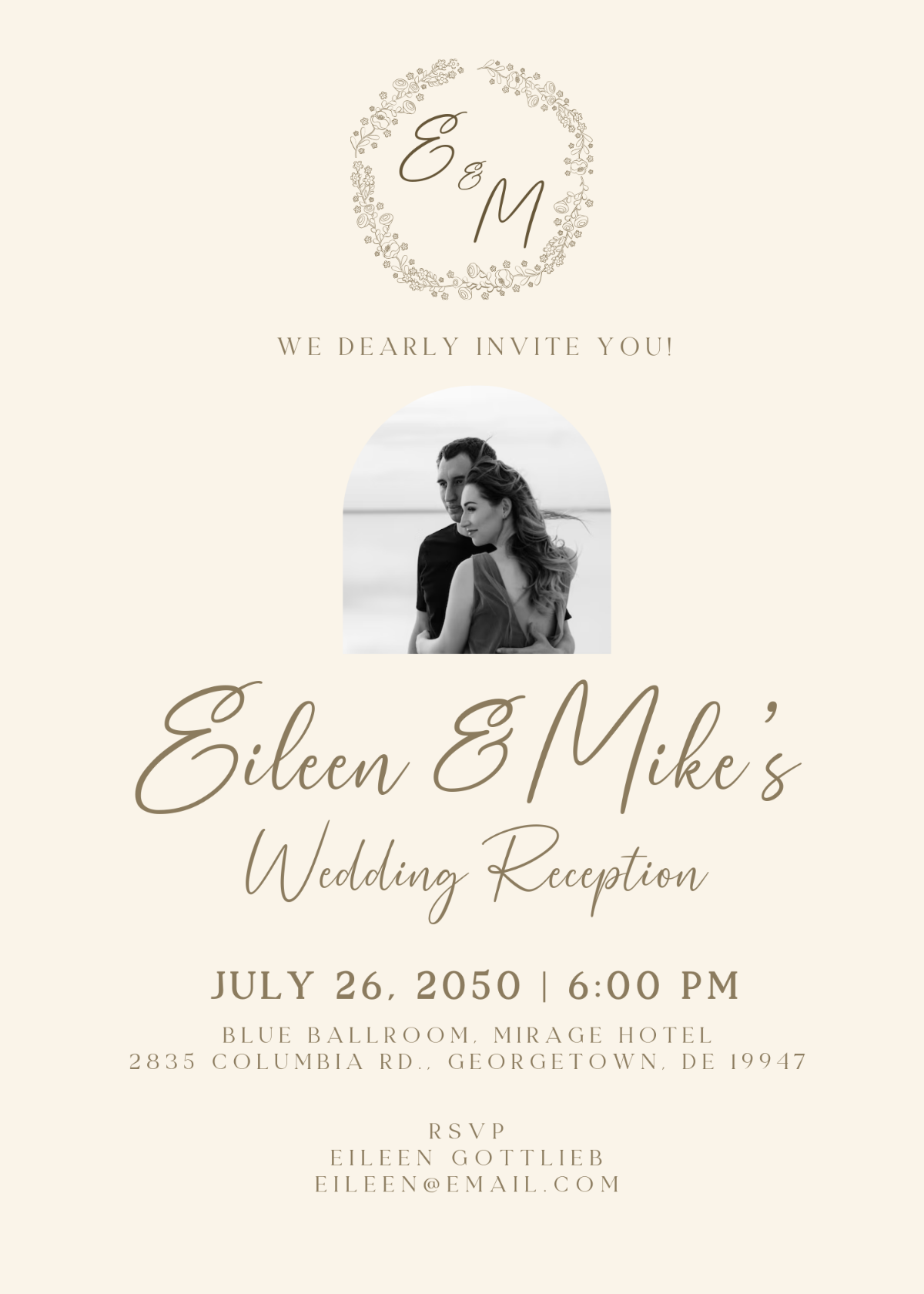 Modern Calligraphy Wedding Reception Invitation