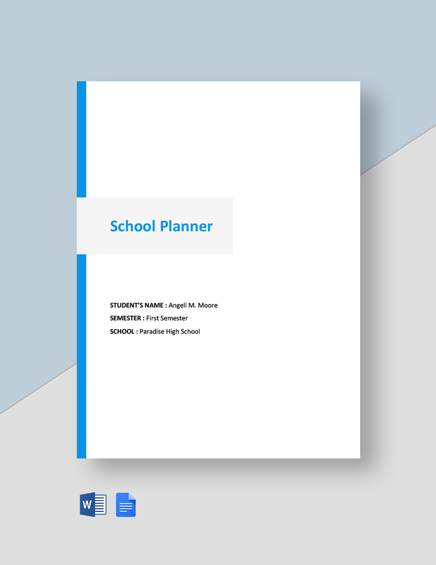 Editable Simple School Planner Template