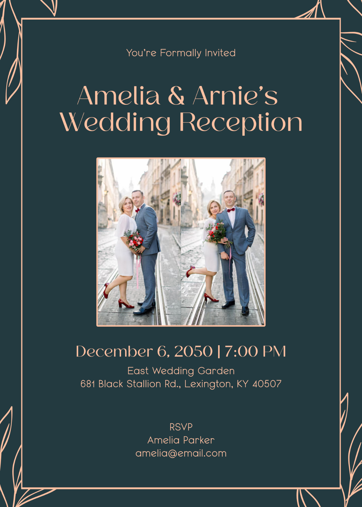 Formal Wedding Reception Invitation Template - Edit Online & Download