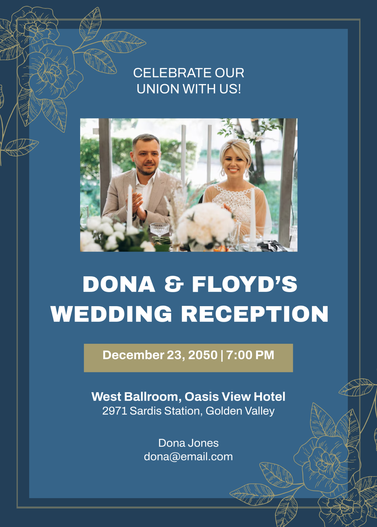 Professional Bridal Wedding Reception Invitation Template - Edit Online & Download