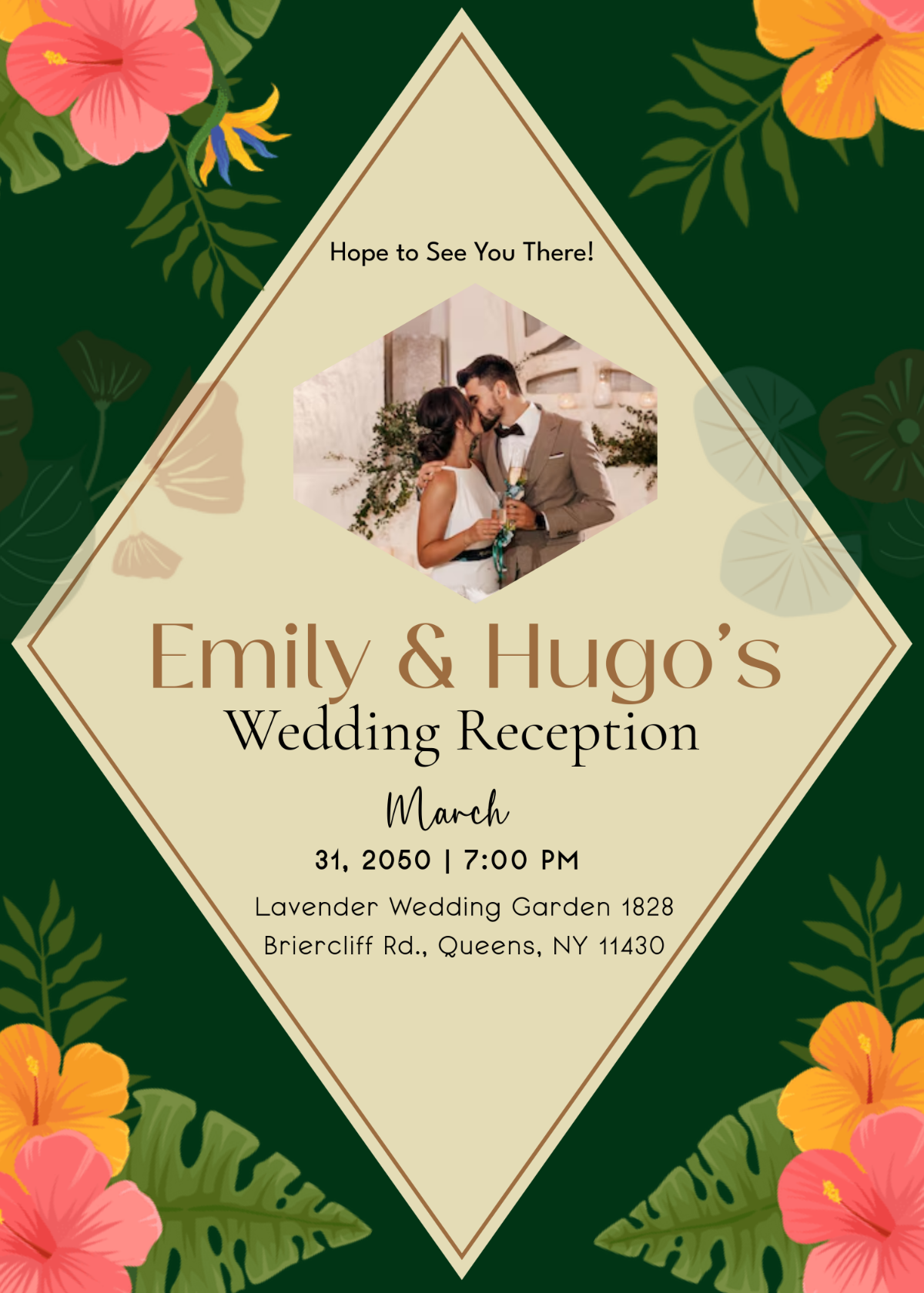 Colorful Tropical Wedding Reception Invitation Template - Edit Online & Download