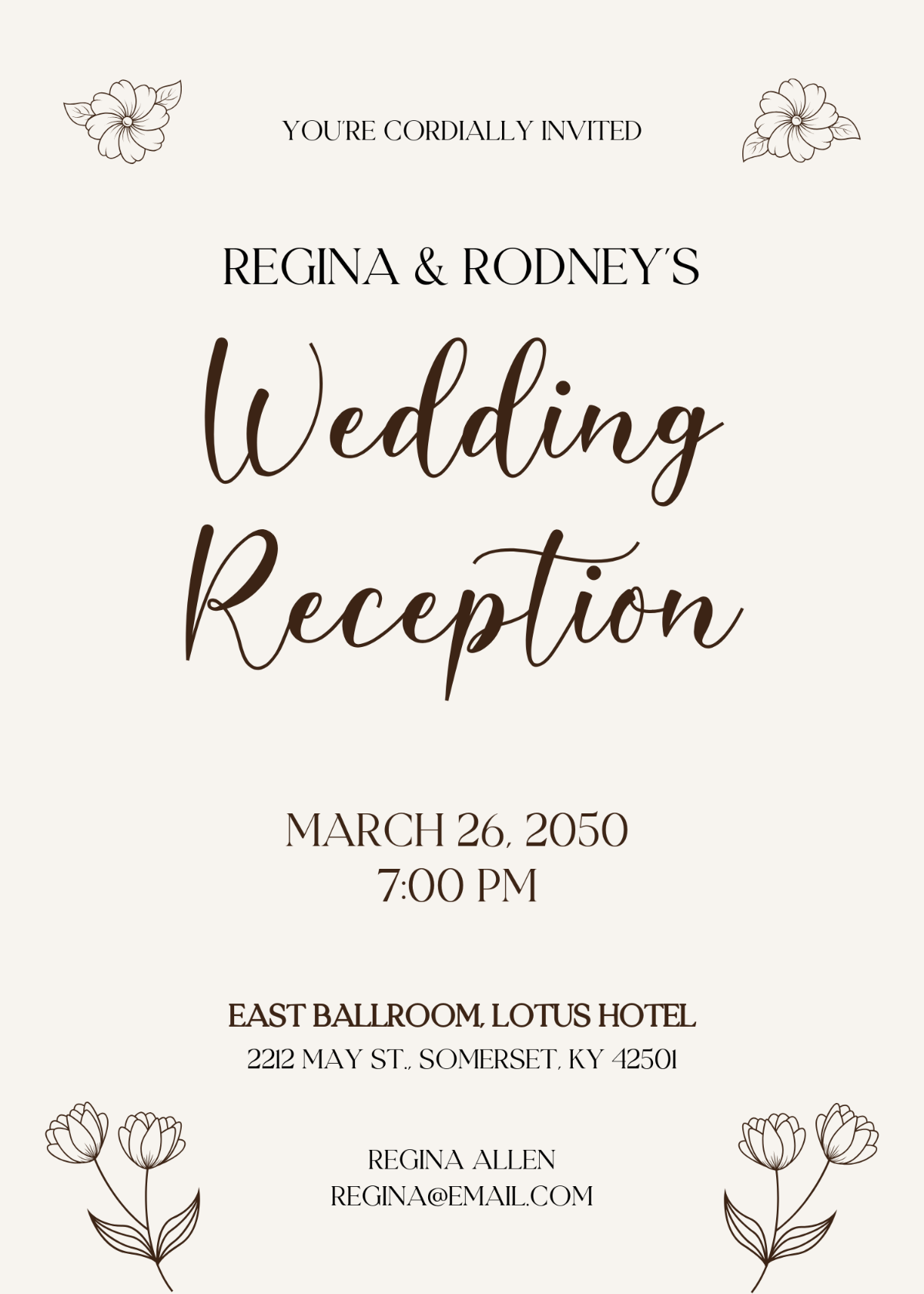 Minimalist Wedding Reception Invitation Design Template - Edit Online & Download