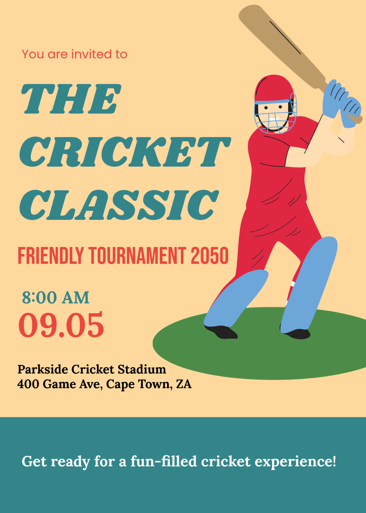 Simple Cricket Tournament Invitation Template - Edit Online & Download