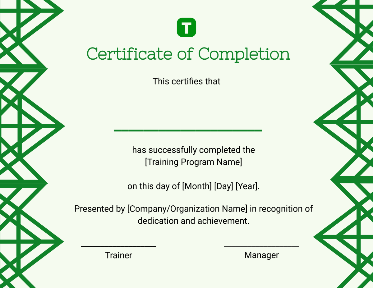 Free Training Completion Certificate Templates