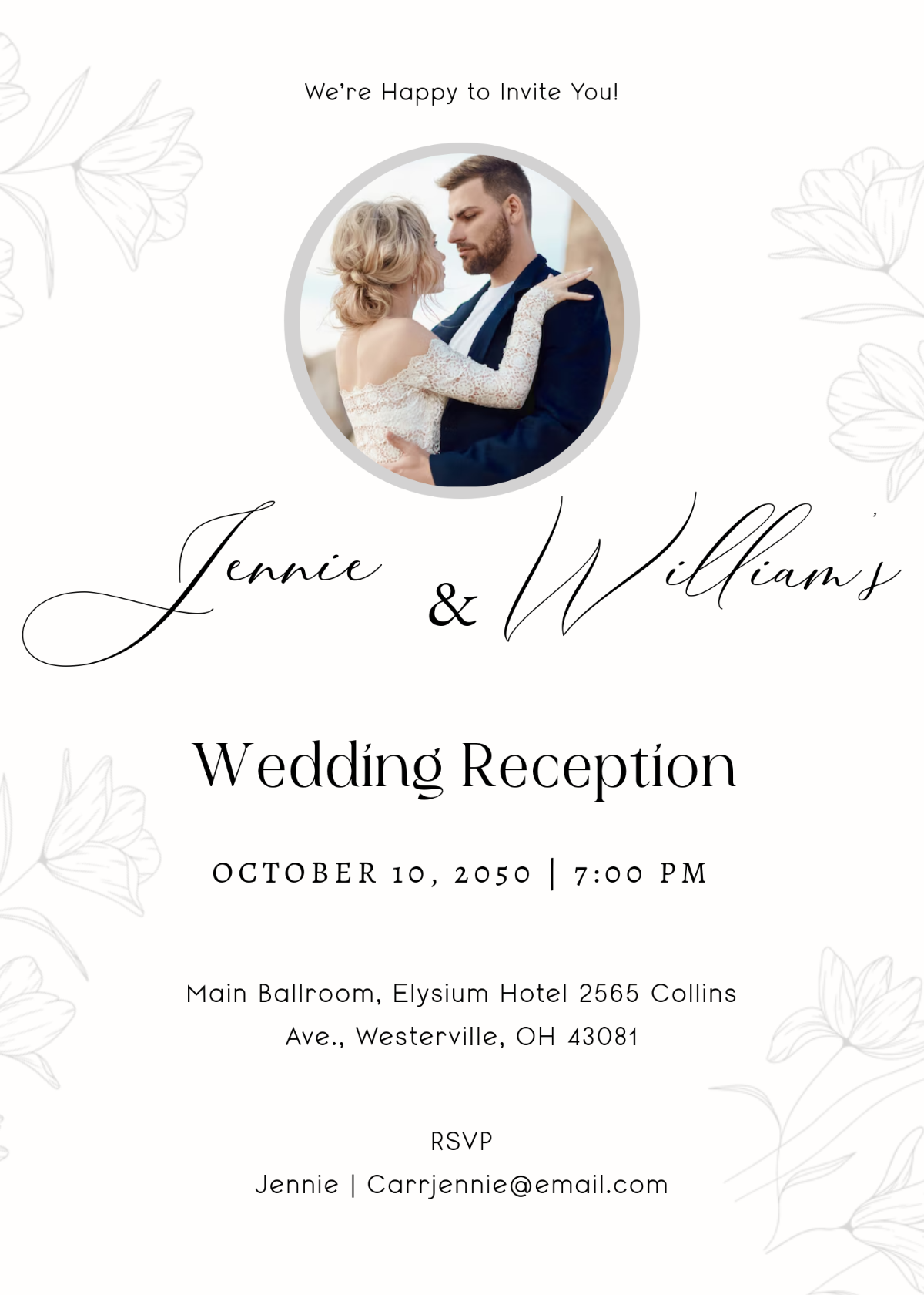 Aesthetic Wedding Elopement Reception Invitation Template - Edit Online & Download