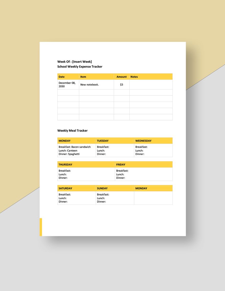 Back to School Planner Template