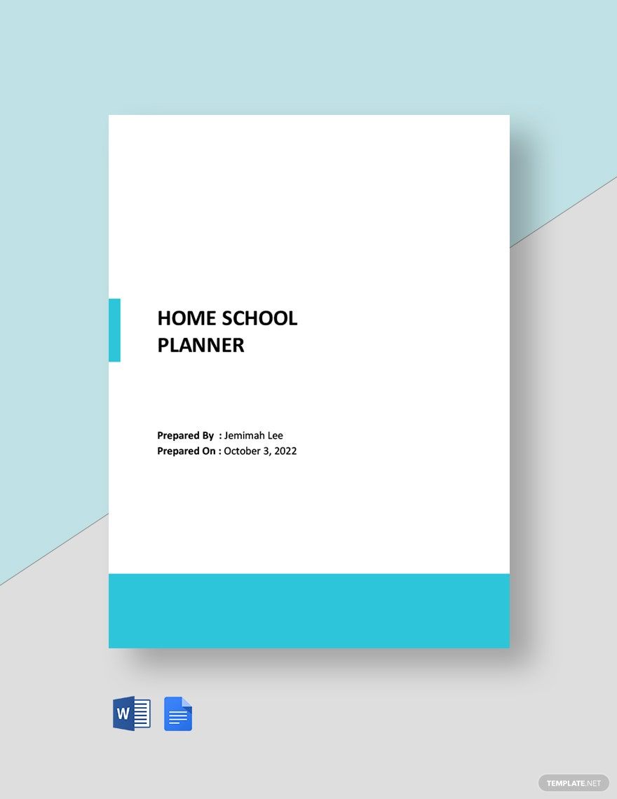 Home School Planner Template Google Docs Word Apple Pages PDF 