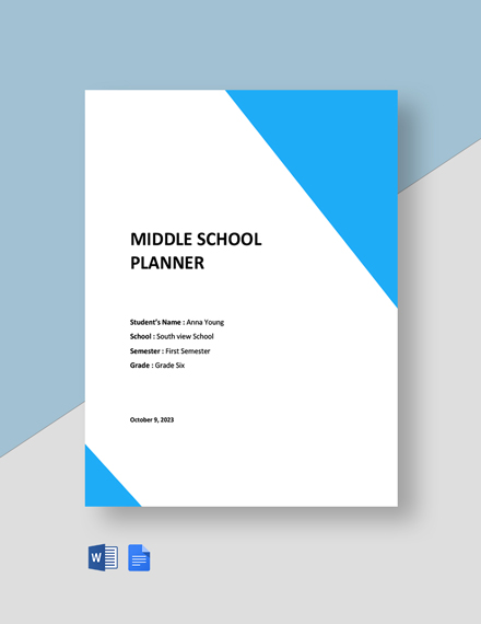 Middle School Student Planner Template - Word, Apple Pages | Template.net