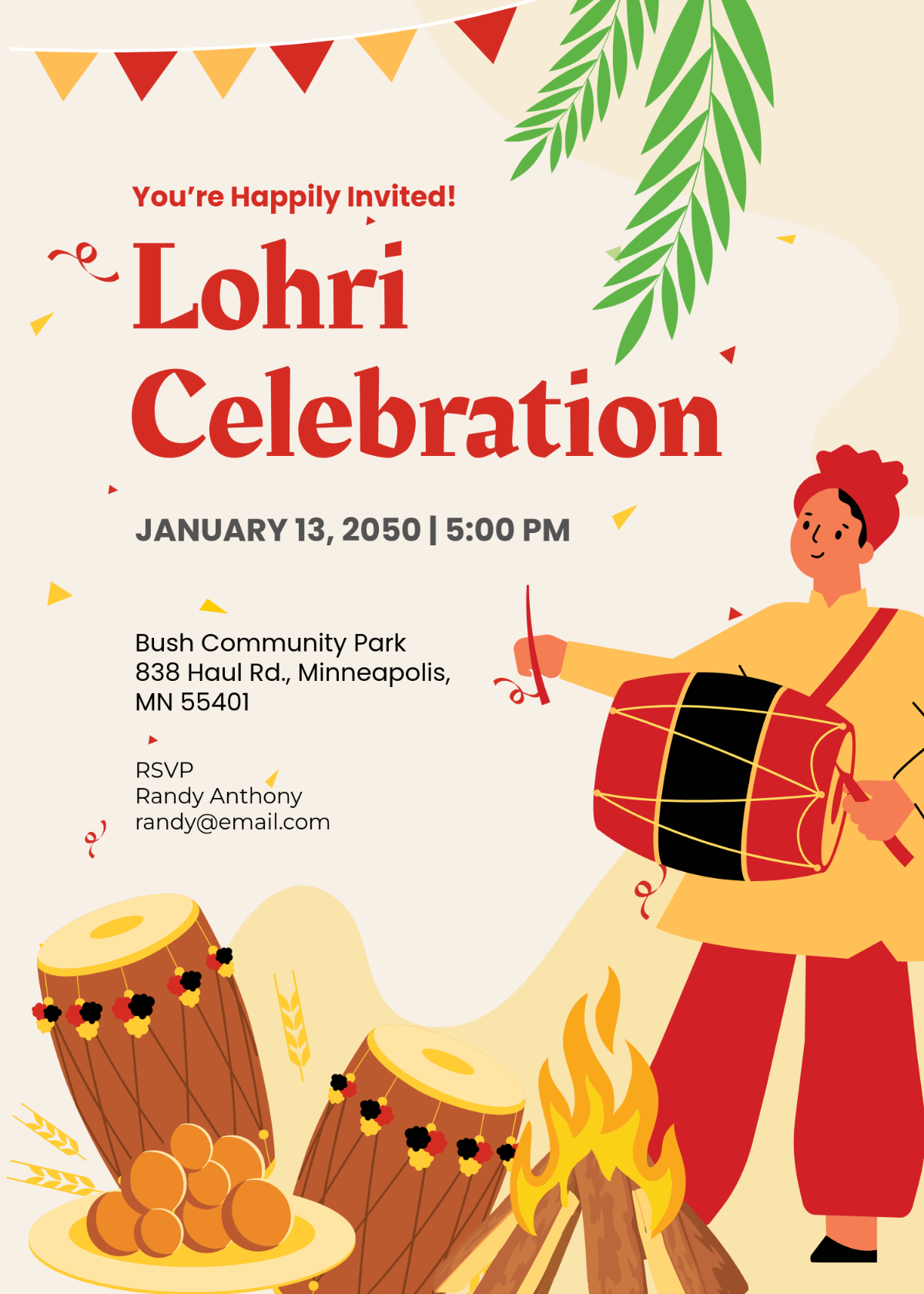 Lohri Celebration Invitation Template - Edit Online & Download