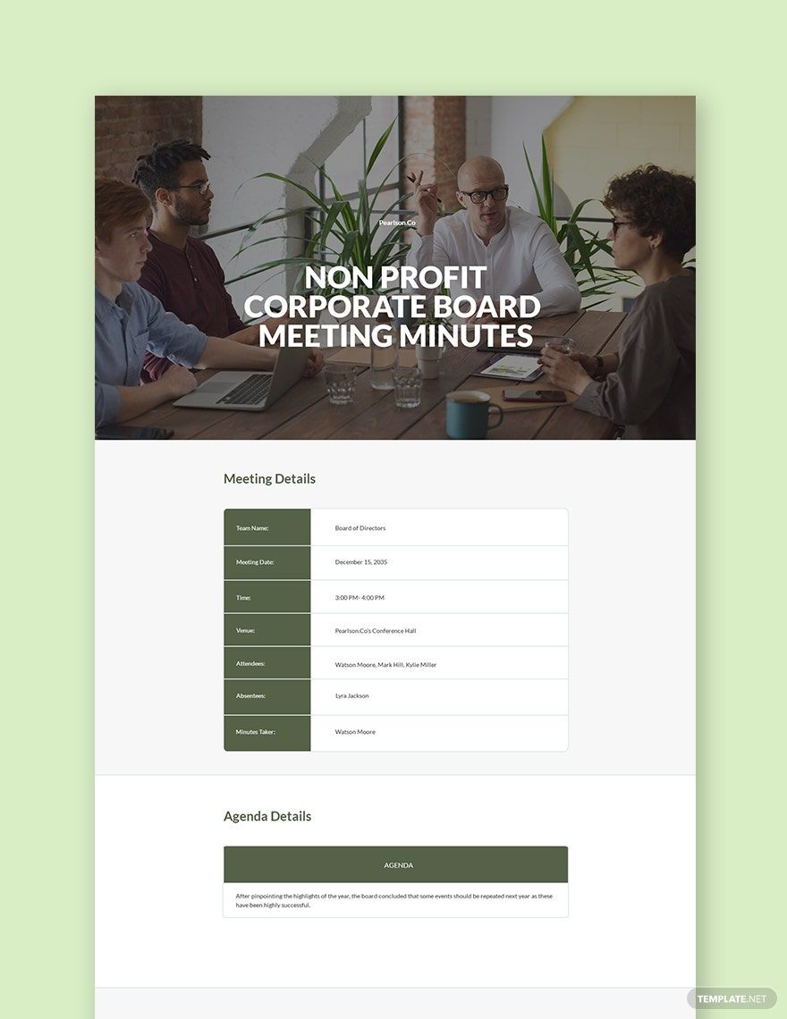 Nonprofit Corporate Meeting Minutes Template