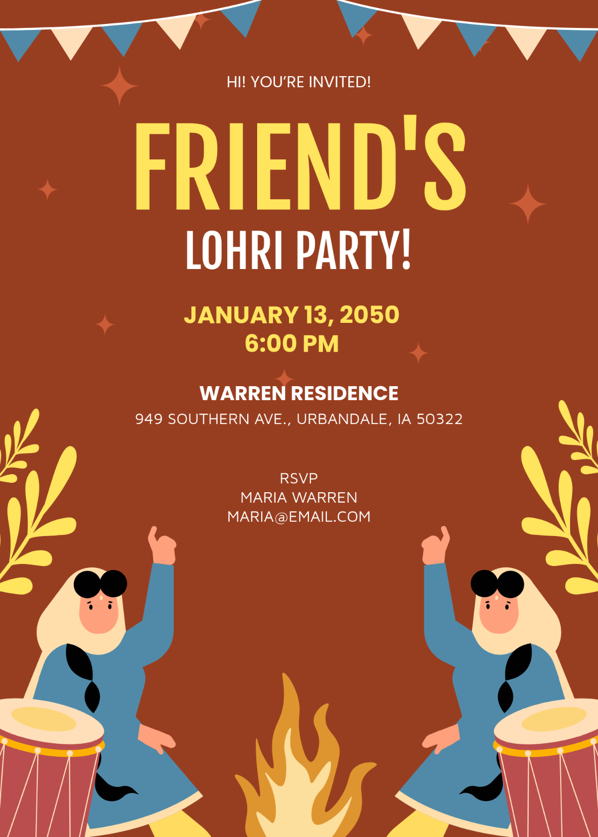 Lohri Invitation Template for Friends - Edit Online & Download