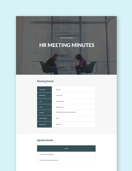 FREE HR Meeting Minutes Templates - PDF | Word | Google Docs | Apple ...