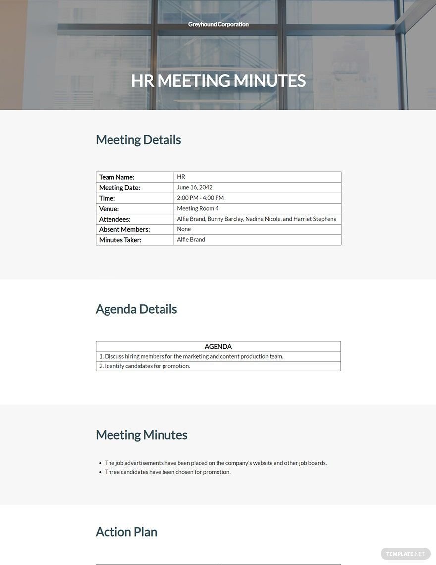 HR Conference Meeting Minutes Template in Word, Google Docs, Apple Pages