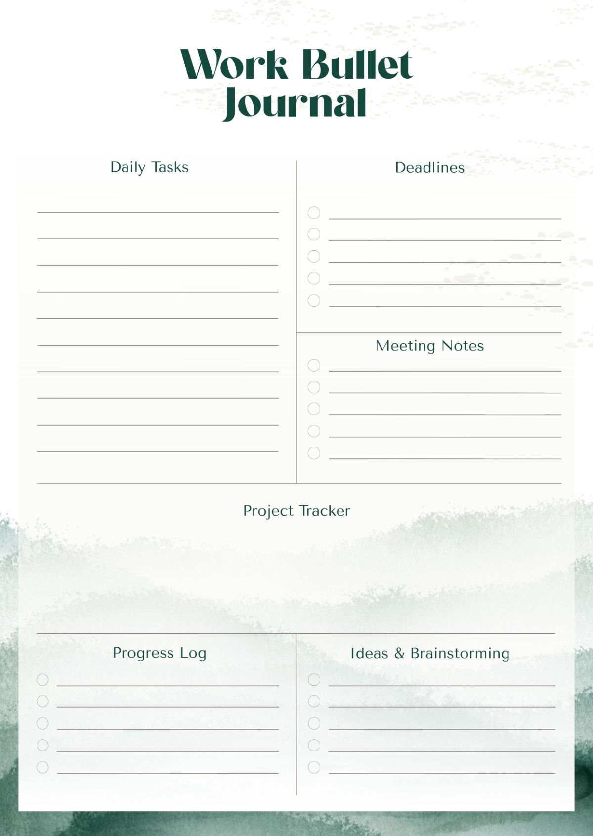Free Work Bullet Journal Template