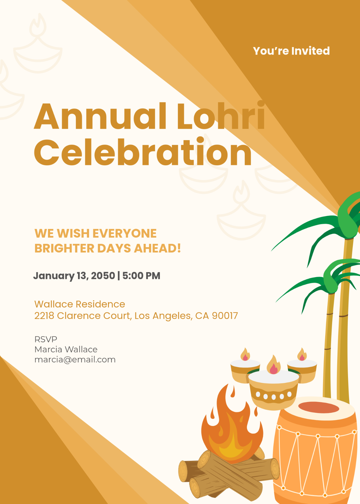 Lohri Invitation Template with Message - Edit Online & Download