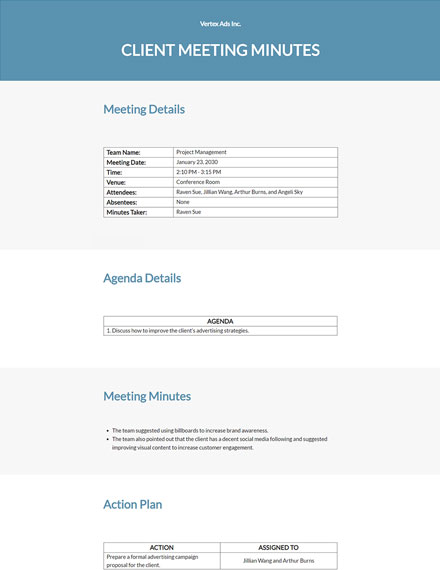 FREE Advertising Agency Meeting Minute Template - Download in Word ...