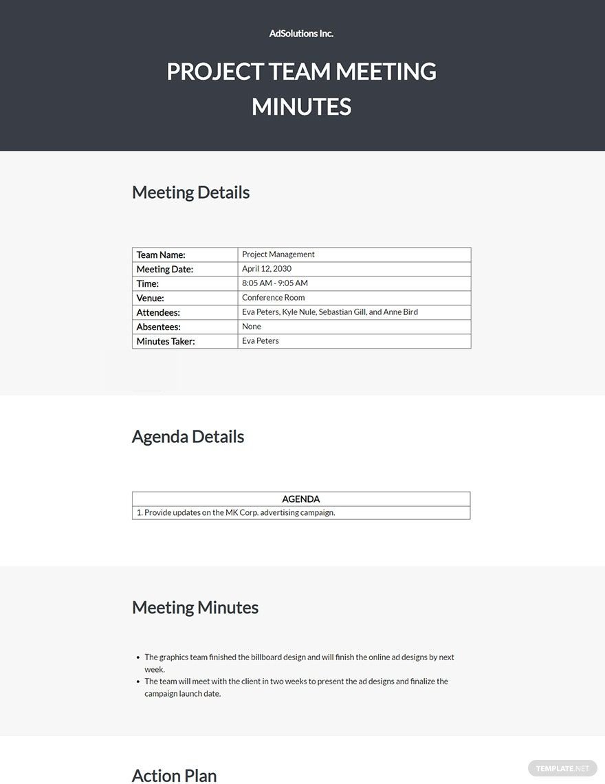 Formal Advertising Agency Meeting Minutes Template