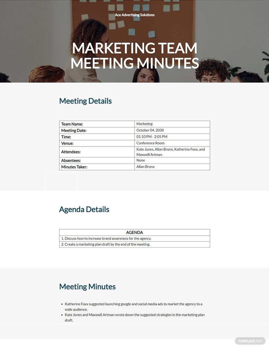 Free Simple Advertising Agency Meeting Minutes Template