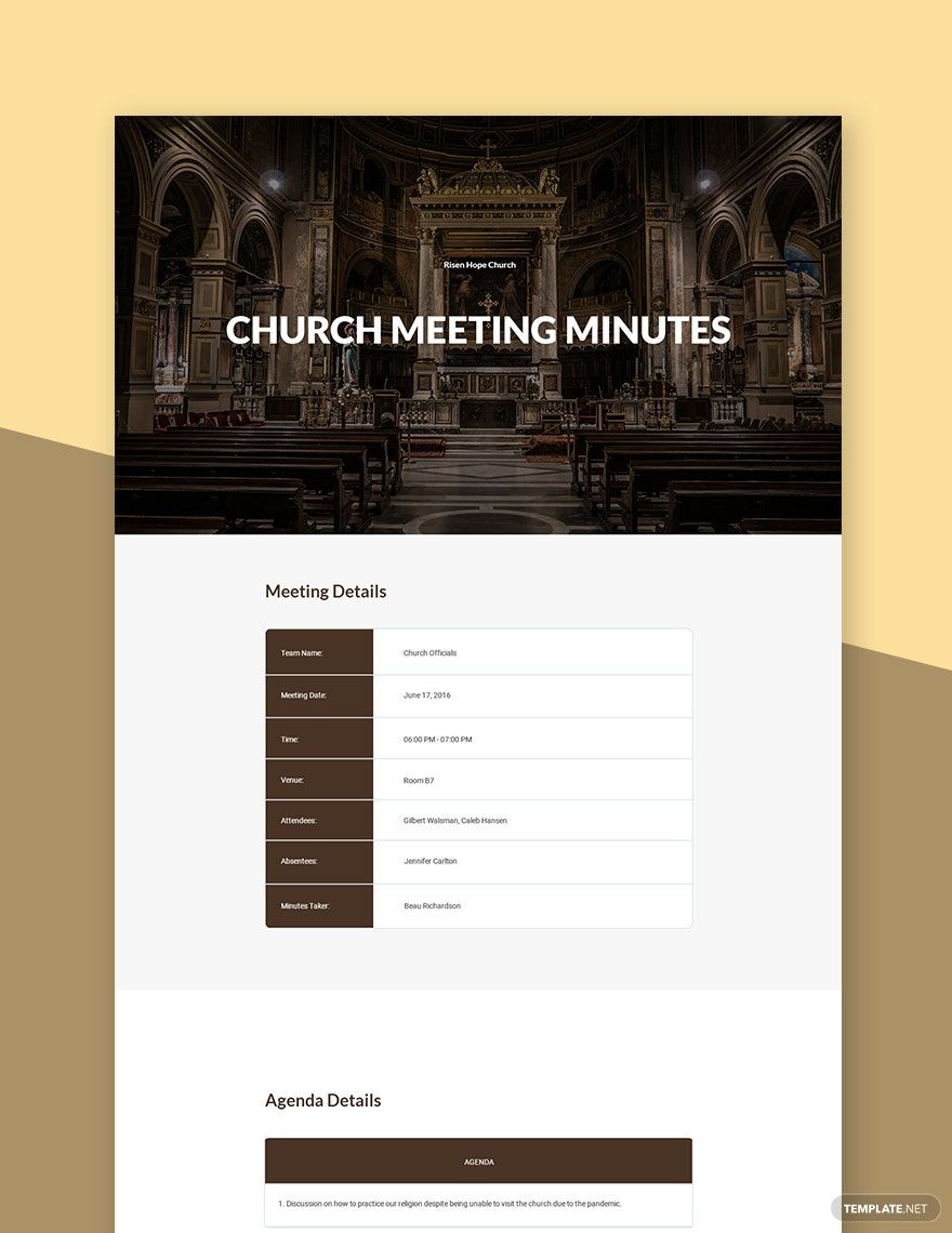 Free Simple Church Meeting Minutes Template